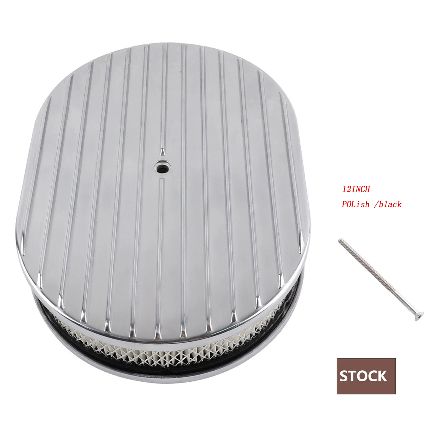 

12-дюймовый овальный полностью ребристый впускной алюминиевый очиститель воздуха для классического Chevy Ford Hot Rod Rat Rod Muscle Car или Custom Car Подходит для 5 1/8 дюйма