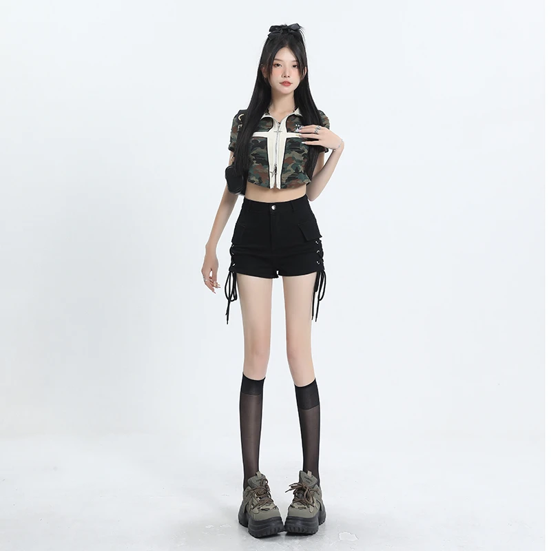 Real shot of beautiful jeans women's 2023 shorts Khaki casual summer style hot girls' work clothes fashionable