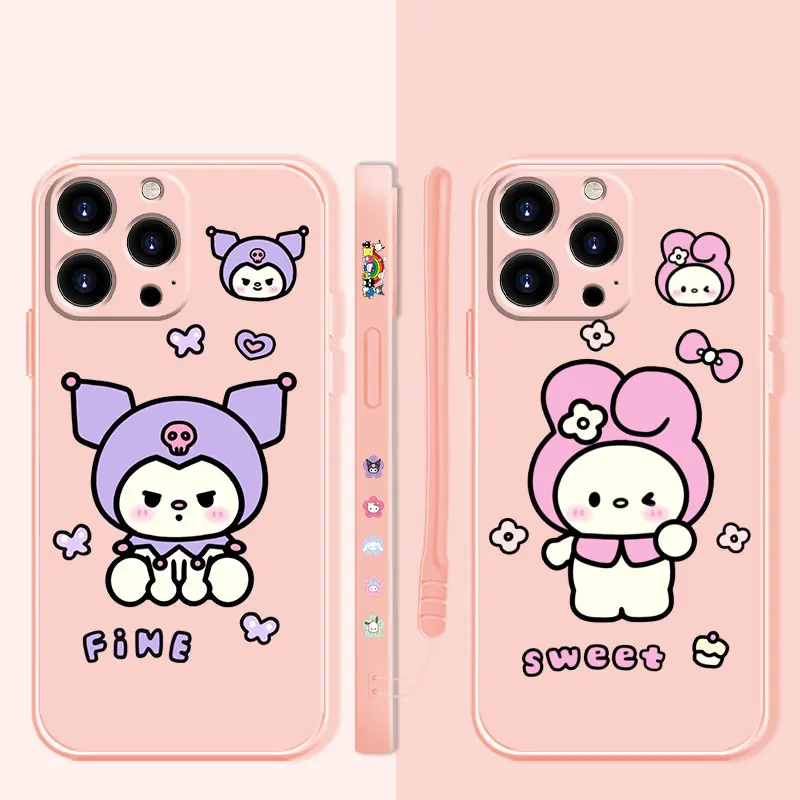 

My Melody Kuromi Sweet Fine Flower Butterfly Liquid Case For Apple iPhone 14 13 12 11 Pro Max 13 12 Mini XS XR X 7 8 6 6S Plus