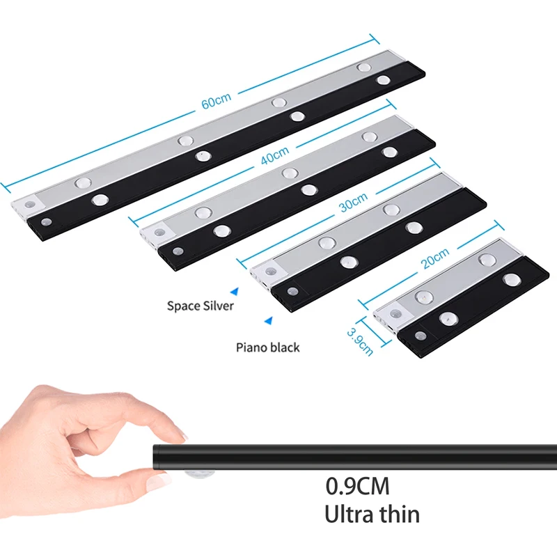 Motion Sensor Night Light Rechargeable LED Wireless Ultra Thin  Wine cooler Light For Kitchen Cabinet Bedroom Indoor Lighting