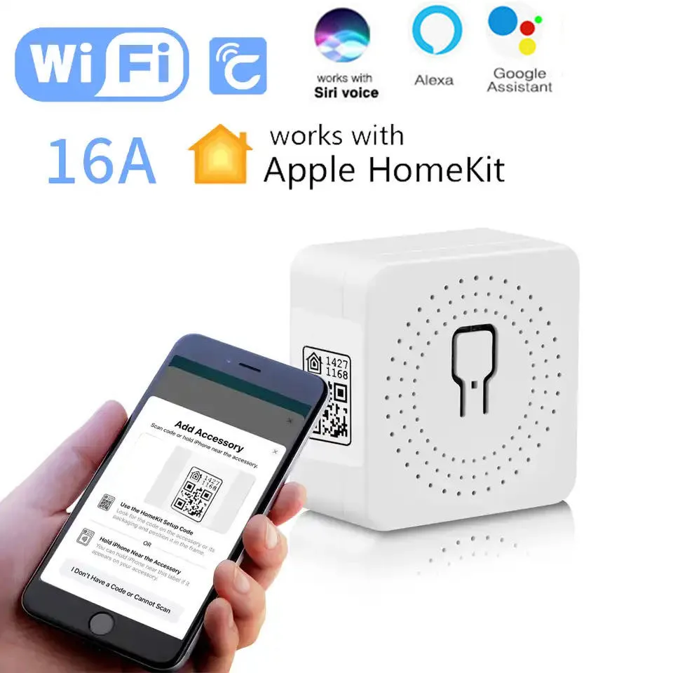 

Mini WIFI Switch 16A 2-Way Homekit Smart Breaker Work with Apple Alexa Google Home Wireless Remote Control Smart Timer Switch