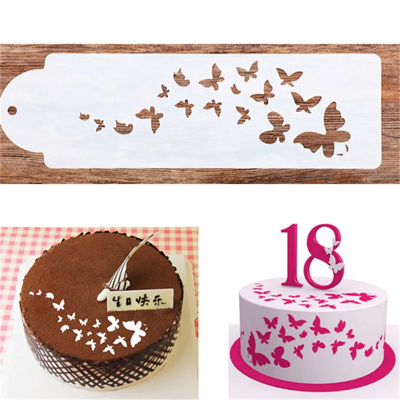 

Butterflies Stencil Decorating Cupcake And Cookies Plastic Fondant Cake Stencil DIY Template Lace Mold Cake Tools Bakeware