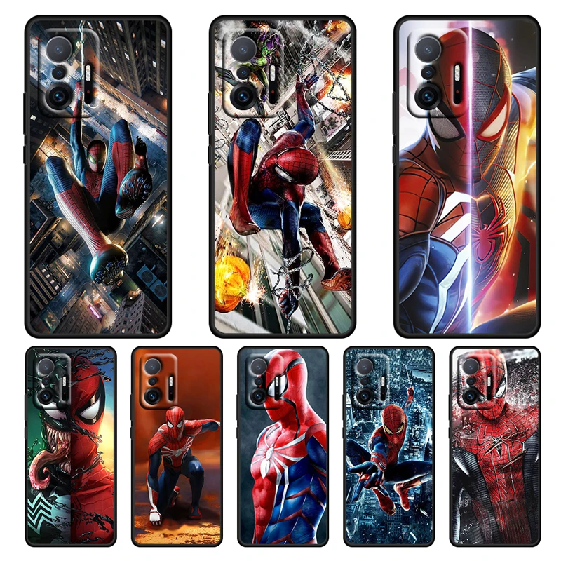 

Marvel Spiderman Art For Xiaomi 11 11T 10T Note 10 Mi 9T Ultra Pro Lite 5G Funda Soft Silicone TPU Black Phone Case Cover Capa