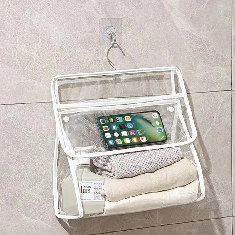 

PVC Waterproof Hanging Makeup Bag Wall Hanging Organizer Storage Bag Bathroom Shower Accessories Towel Clothes Organizer