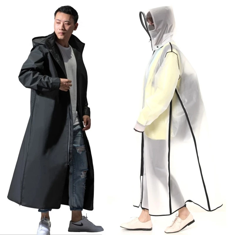 

Hooded Rain Poncho Waterproof Windbreaker Women Raincoat Men Black Rain Clothes Covers EVA Rain Jacket Coats Motorcycle Rainwear