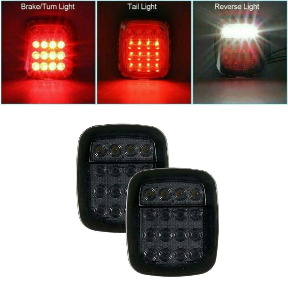 

Smoked 16 LED Tail Light For Jeep Wrangler JK CJ TJ Rear Brake Turn Stop Reverse