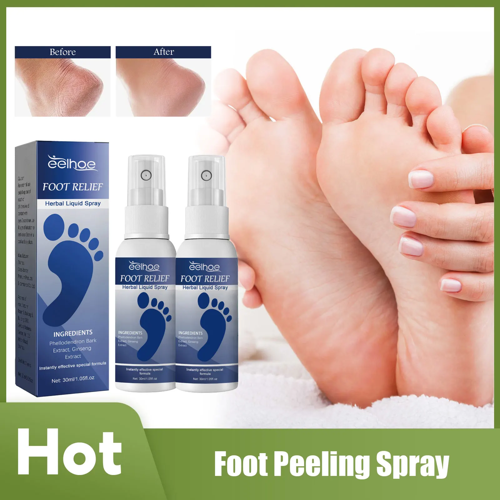 

Foot Peeling Spray Softening Calluses Dead Skin Remove Odor Treatment Cleansing Exfoliating Relieve Dry Cracked Feet Care Spray