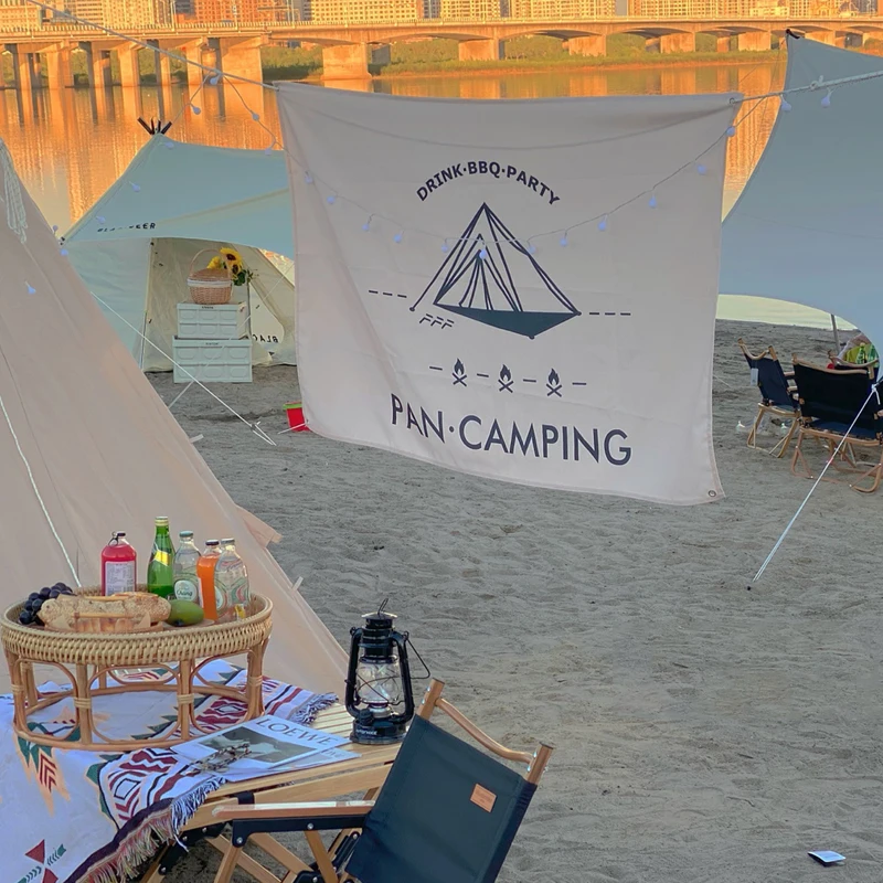 

Винтажный брезентовый флаг для кемпинга на открытом воздухе, оригинальный узор, подвесной флаг, праздничная палатка, атмосферные декоратив...