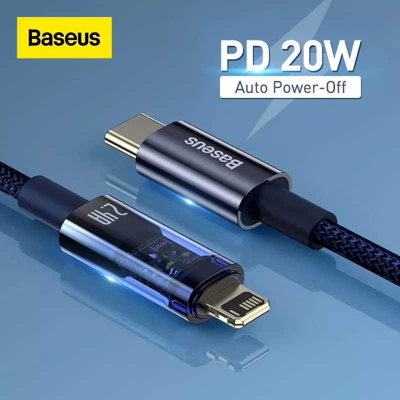 

Baseus 20W USB C Cable For iPhone 13 12 11 Pro Max Mini Auto Power-Off Fast Charging Cord For iPad iPhone Charger Cable