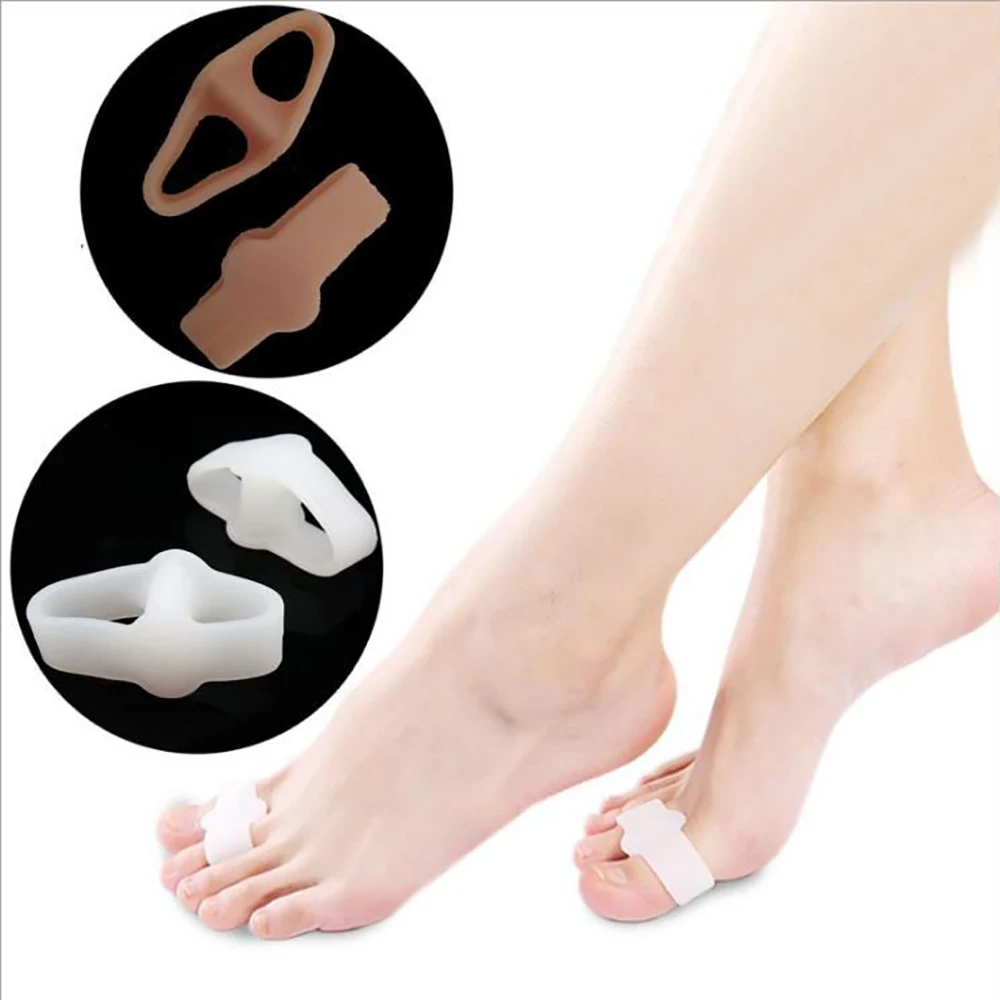 

1 Pair Soft Silicone Toe Separator Hallux Valgus Corrector Thumb Orthotics Bunion Straightener Toe Protector Massager Foot Care
