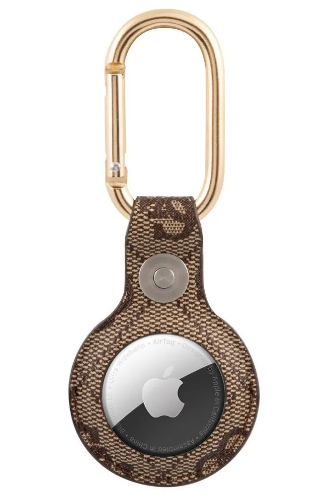 Чехол CG Mobile Guess PU 4G Script Logo Dog Clip для AirTag цвет Коричневый | Безопасность и защита