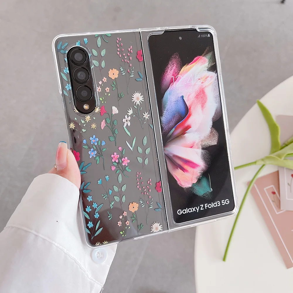 

Прозрачный 3D чехол с цветочным рисунком для Samsung Galaxy Z, складные Чехлы для телефона с 3 фотографиями D3 w22, жесткий поликарбонатный прозрачный ...