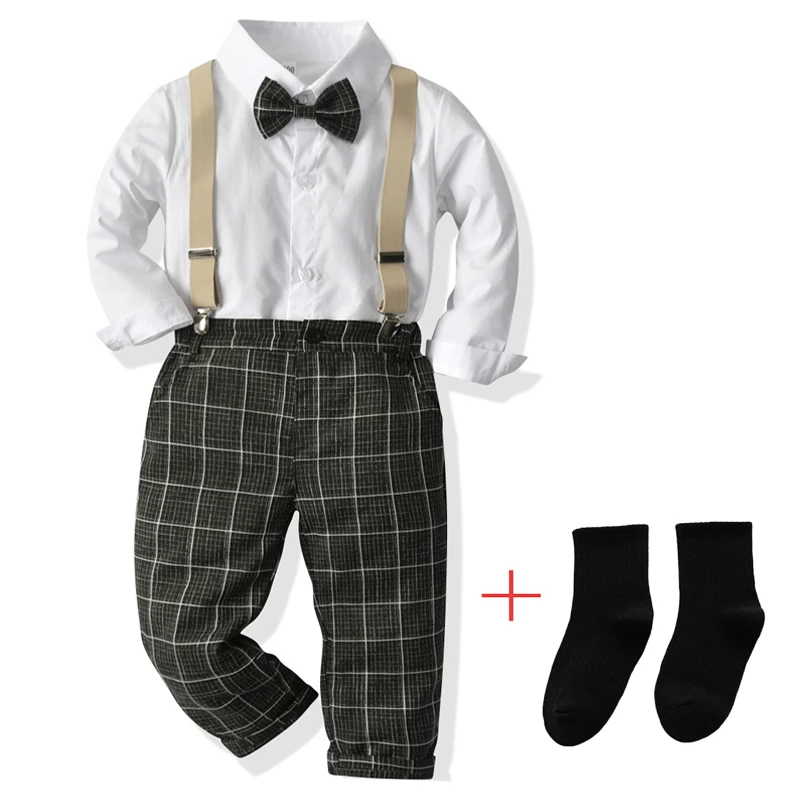 

Одежда для маленьких мальчиков, костюмы джентльменов в официальном стиле, Осенние новые комплекты из рубашки и брюк с длинным рукавом и галстуком-бабочкой, женское платье на весну
