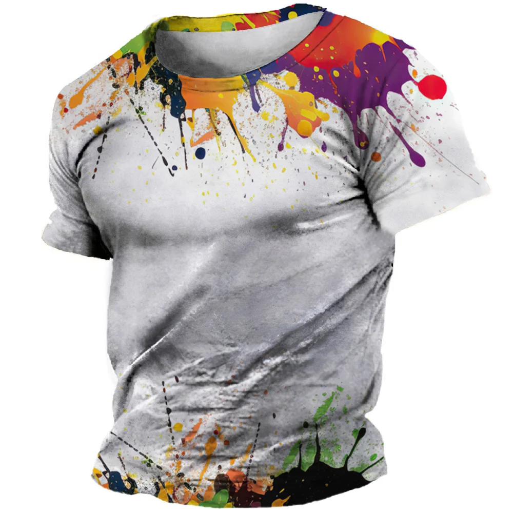 

New 3D Graffiti Hip Hop Harajuku Ptinted Men T-shirts Summer Fashion Casual Street Style Tee Trend Personality Short Sleeve Tops