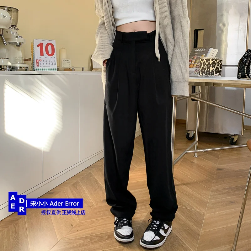 

Корейские качественные повседневные осенние новые высококачественные Непринужденные драпированные однотонные брюки в западном стиле для...