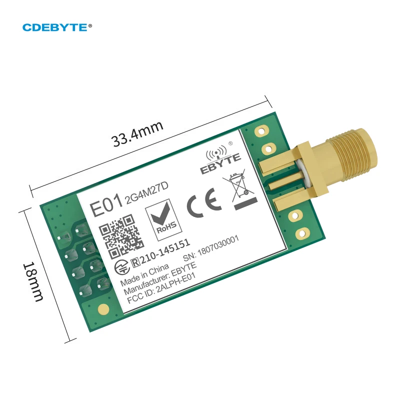 2PCS CDEBYTE E01-2G4M27D nRF24L01P 27dBm nRF24L01 PA LNA Long Range 2.4GHz SPI DIP IoT Module