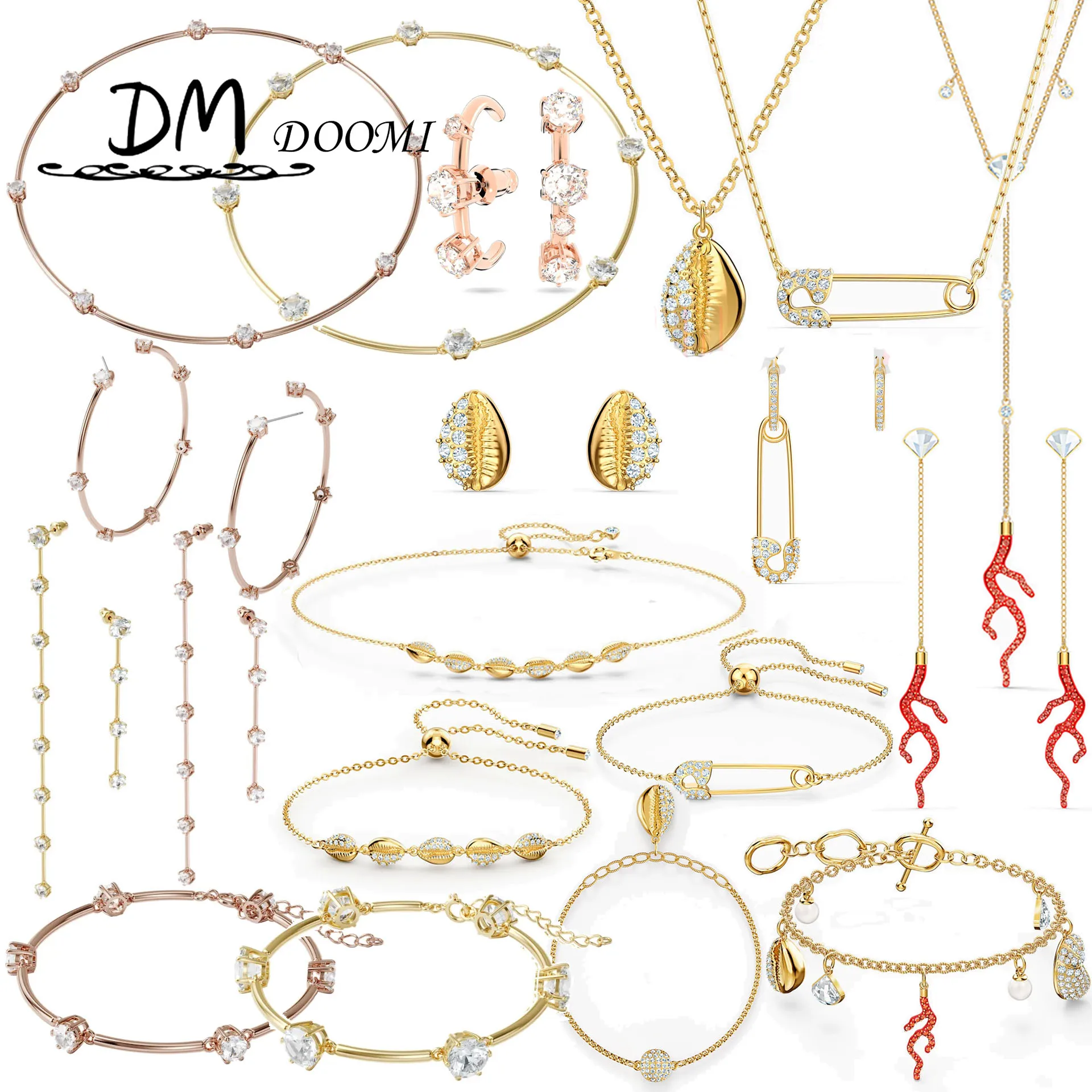 

SWA Fashion Women's Jewelry Series, Paper Clip Jewelry Set, Earrings, Necklaces, Bracelets, Romantic Jewelry, Women's Gifts