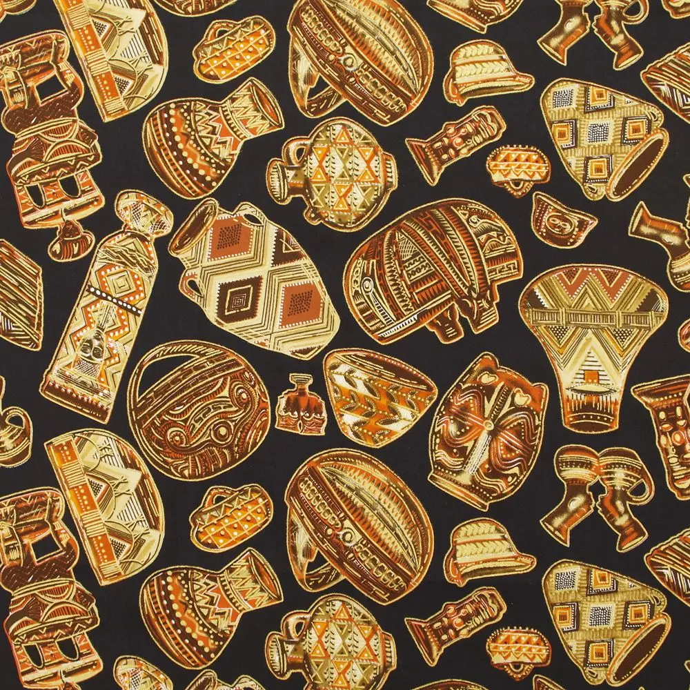 

1 Yard Cotton Woven Fabric, Retro heritage cans, Width=140cm