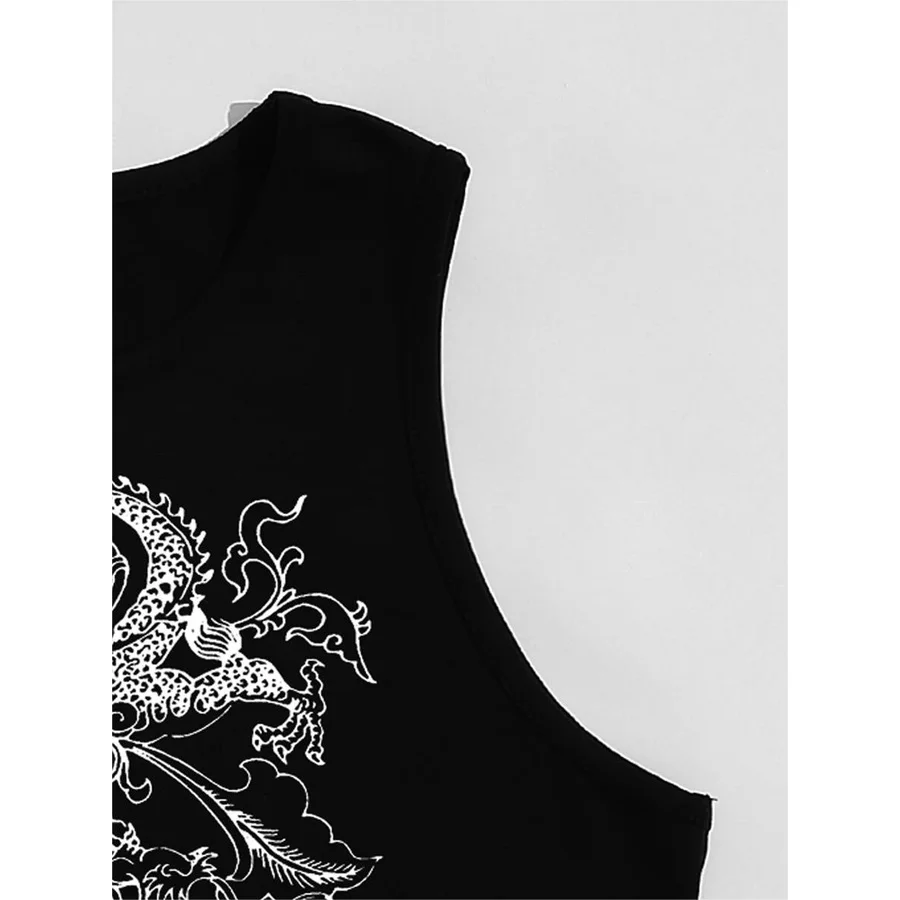 Женская майка с круглым вырезом и принтом без рукавов