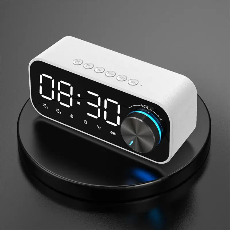 

LED Wireless Speaker Alarm Clock Multifunction Aux Stereo Card Speakers Radio Night Playback FM TF Light Bass Music