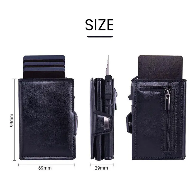 Rfid Smart Pop Up Credit Card Holder Wallet Car Key Signal Shielding Bag Purse Faraday PU Leather