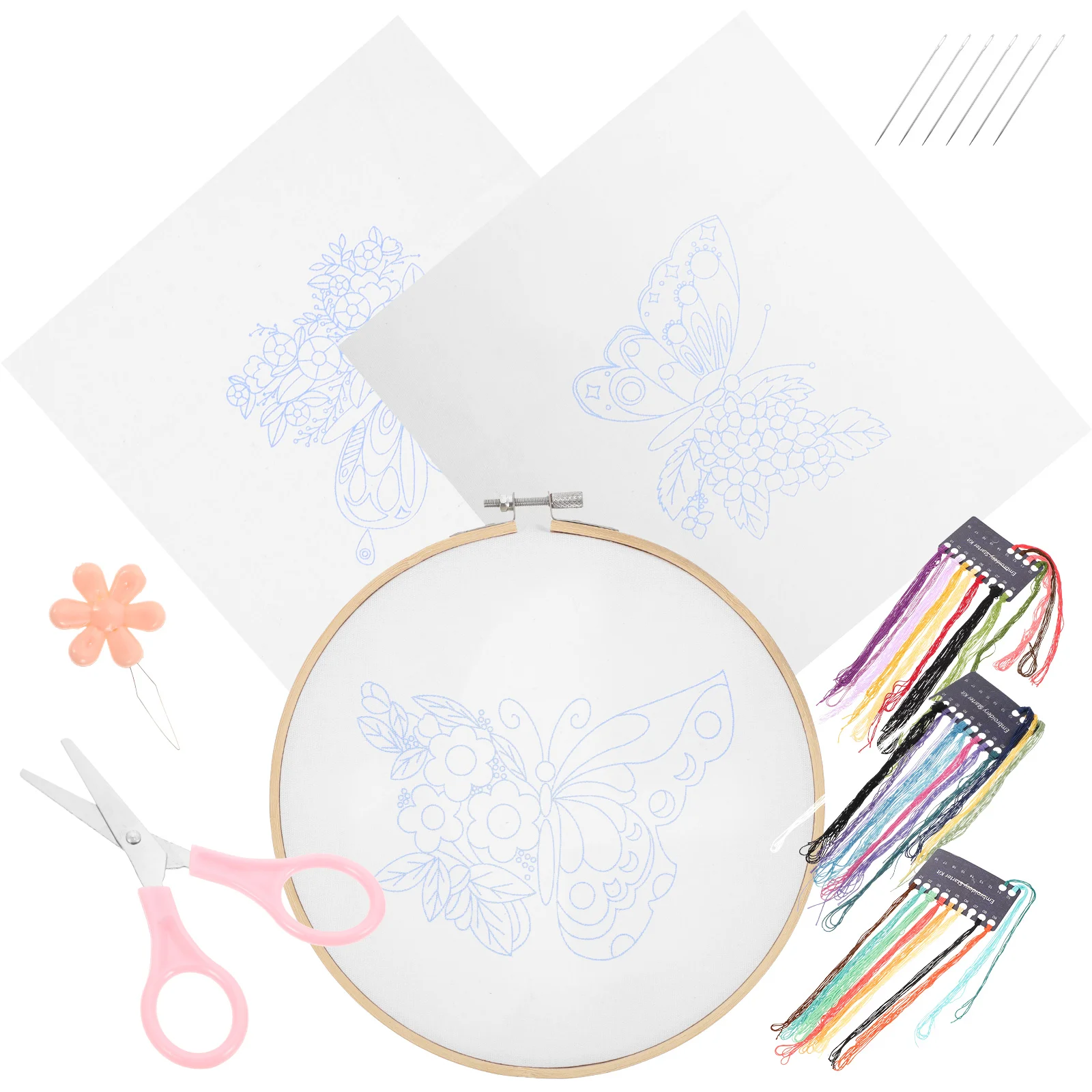 

Embroidery Kit Cross Needle Material Punch Starter Craft Hoop Beginner Set Tool Supplies Practice Accessory Pattern Threads