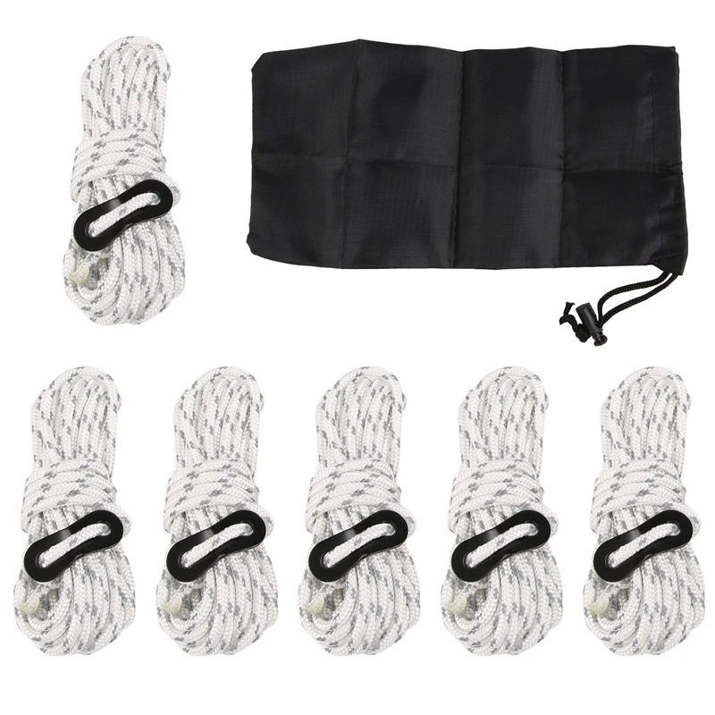

6Pcs Tent Guy Ropes-4Mm Reflective Cord Tent Guide Rope With Aluminum Adjuster,For Outdoor Camping Hiking Awning Tents