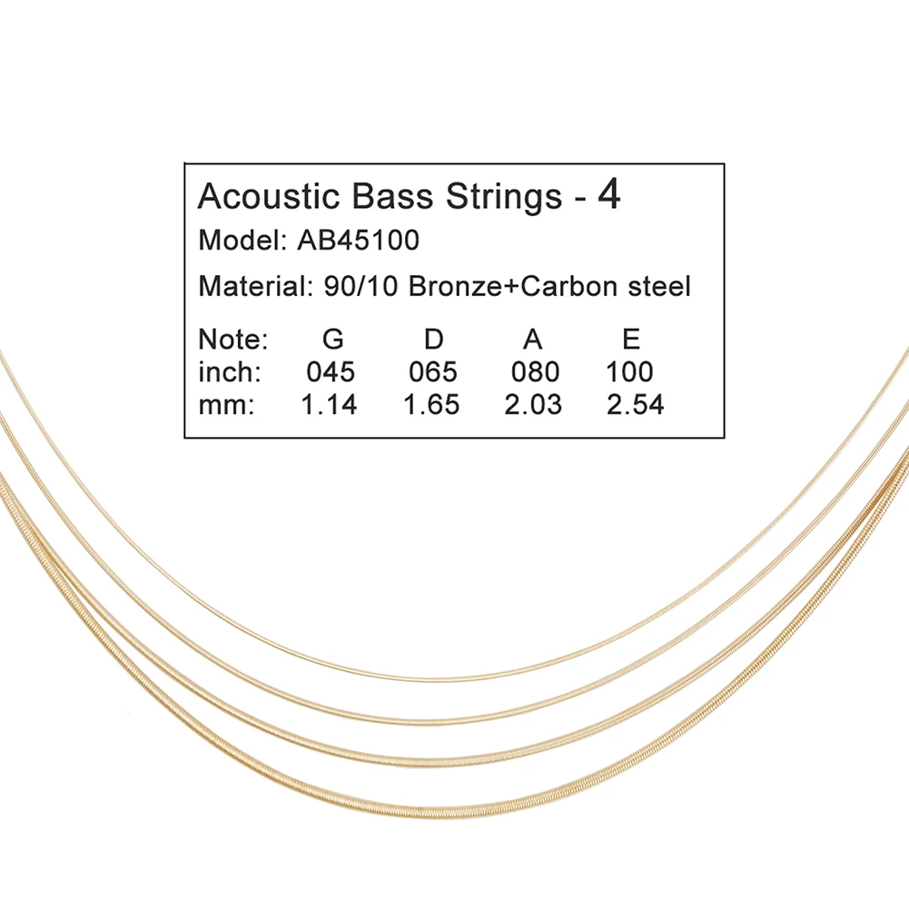 

45-10 Gauge Acoustic Bass Strings 4 String Brass Brass String Carbon Steel Core Guitars Replacement Accessories Durable