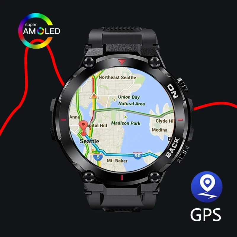 GEJIAN New GPS Smart Watch Men Military 5ATM Waterproof Long Battery Life Tactical SmartWatch Blood Oxygen for Samsung iPhone