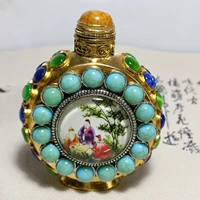 china elaboration tibetan silver statue inlay noctilucent gems snuff bottle metal crafts home decoration23
