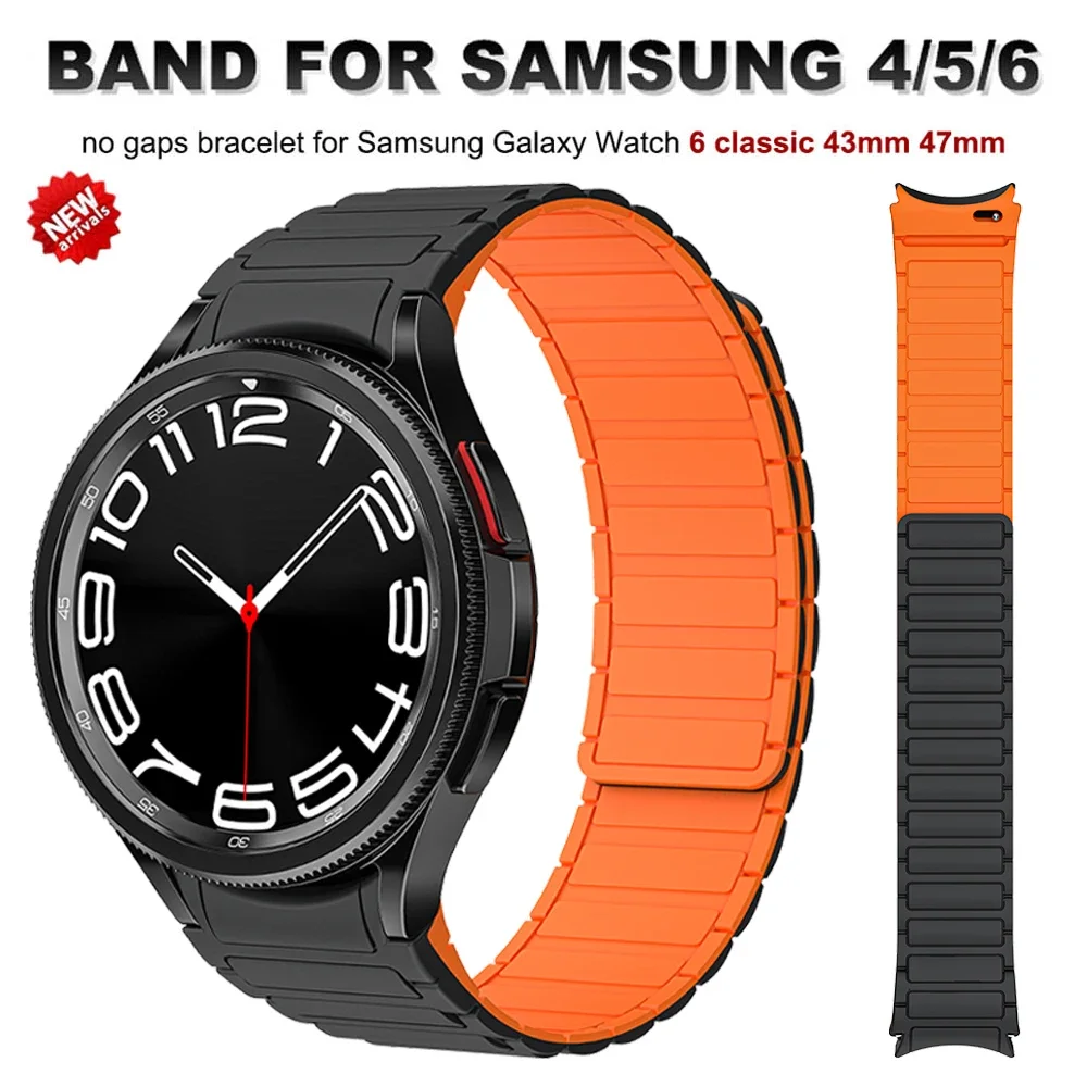 

Ремешок силиконовый магнитный для Samsung Galaxy Watch 4 6 Classic, спортивный браслет без зазора для Galaxy 5 Pro, 45 мм, 43 мм, 40 мм, 44 мм, 47 мм