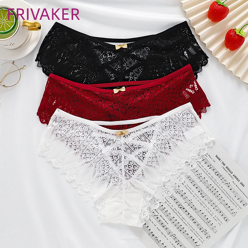 

FRIVAKER Standard Western Size High Grade Lace Hollow Women's Briefs Tide Sexy Middle Waist Women's Panties Plus Size Lingerie