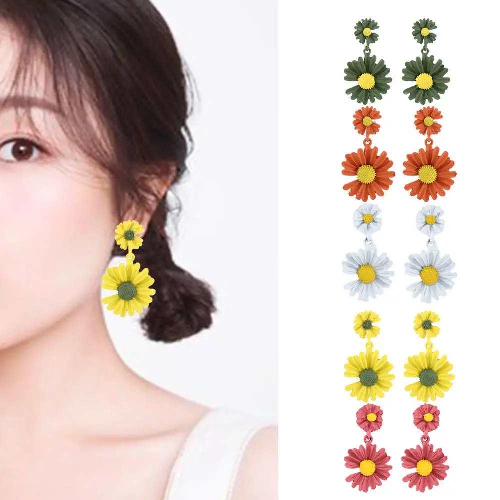 Корейские летние цветочные милые серьги-капли модные украшения серьги с