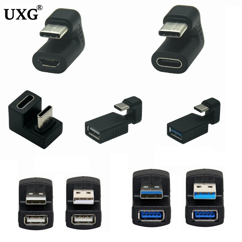 1pcs U-shape 5Gbps Up Down 180 Degree Angled USB 3.0 USB2.0 TYPE-C Usb-c 10Gbps M/F Adapter A Male To Female Extension Connector - купить по