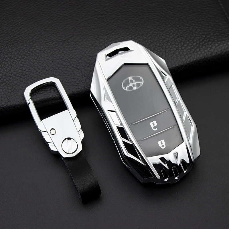 

Zinc Alloy car key case shell Full cover For Toyota Crown Highlander new Camry RAV4 Carola Leling Prado 2020 Car Accessories