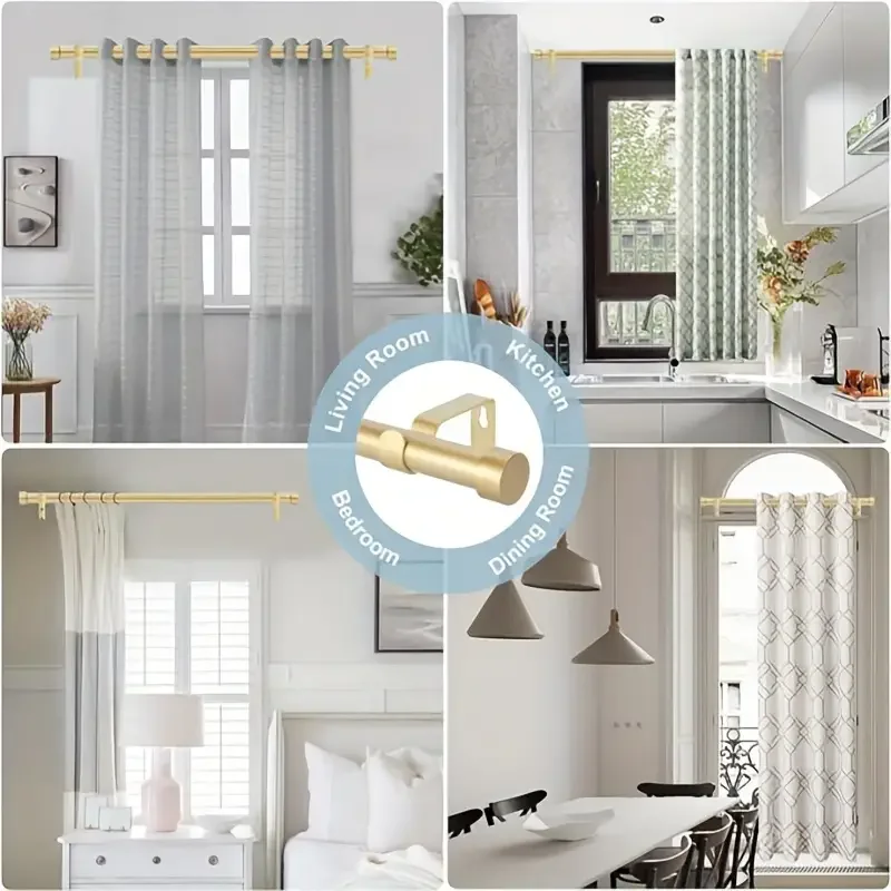 Регулируемый Золотистый металлический карниз диаметром от 18 до 120 дюймов.