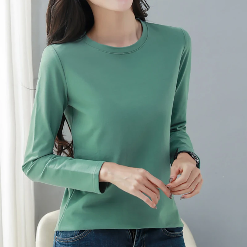 Футболка женская с круглым вырезом Повседневная Базовая рубашка из хлопка