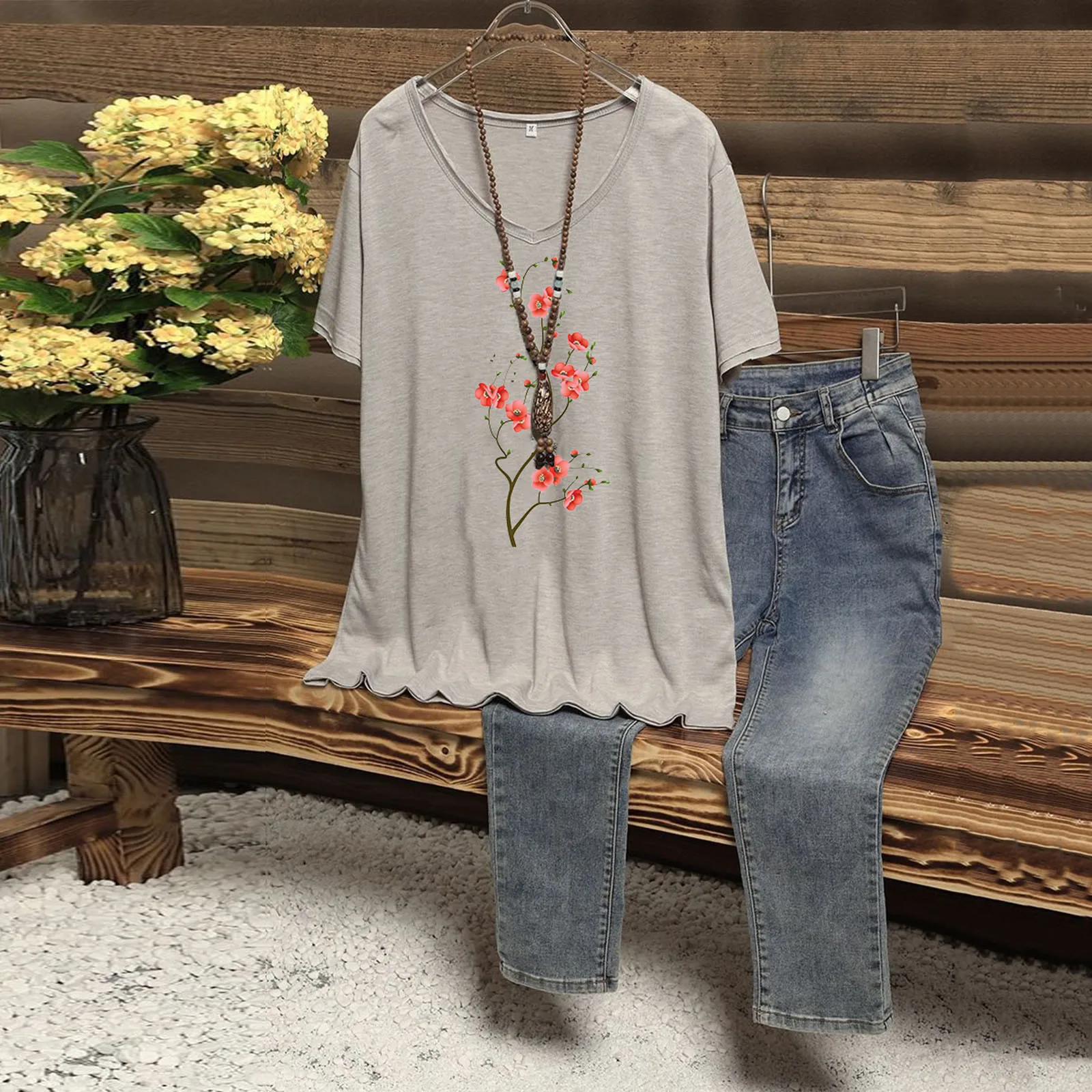 

Women Summer Top Casual Elegant Short Sleeve Round Neck T Shirt Loose Dandelion Print Shirt Fashion T Cotton Blend Womens Shirts