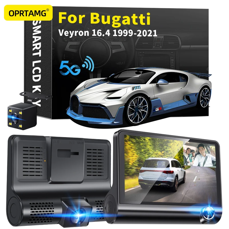 

Автомобильный видеорегистратор OPRTAMG, 3 камеры, объектив 4,0 дюйма 1080P, видеорегистратор для Bugatti Veyron 16,4 1996 1999 2000 2003 2005 2006 2007-2022