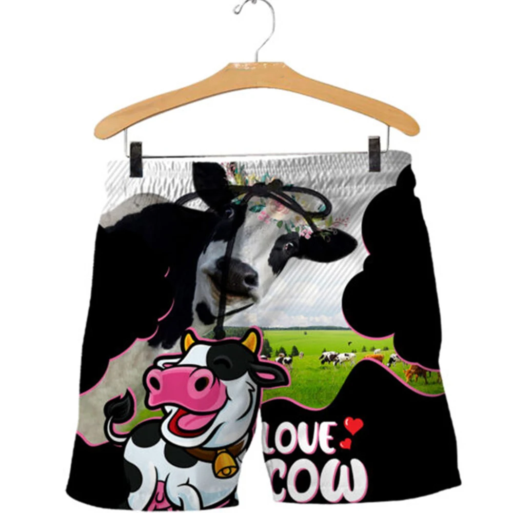 

CLOOCL Men Shorts 3D Graphics Funny Dairy Cattle Print Beach Shorts Unisex Harajuku Streetwear Summer Casual Shorts Men Clothing
