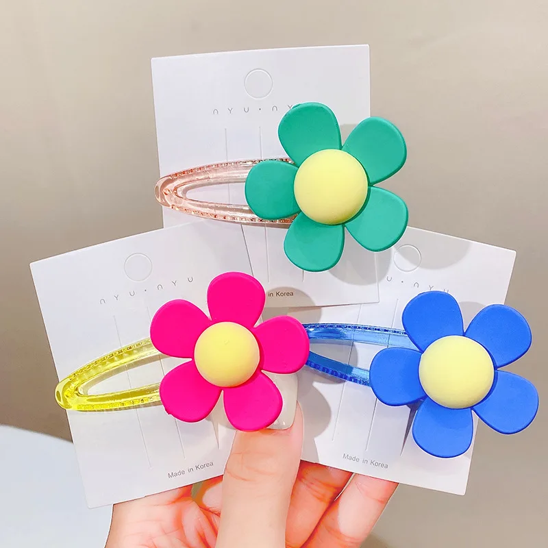 

New Large Flower Girls Hairpins Candy Color Red Hairpin Bangs Side Clip Duck Beak Clips Summer Headdress Hair Accessories Gift