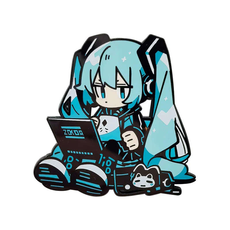 Фото Эмалевый значок Hatsune Miku: Металлическая брошь с героинями аниме, блестящая, для украшения школьного рюкзака, детская игрушка, подарок на день рождения №1