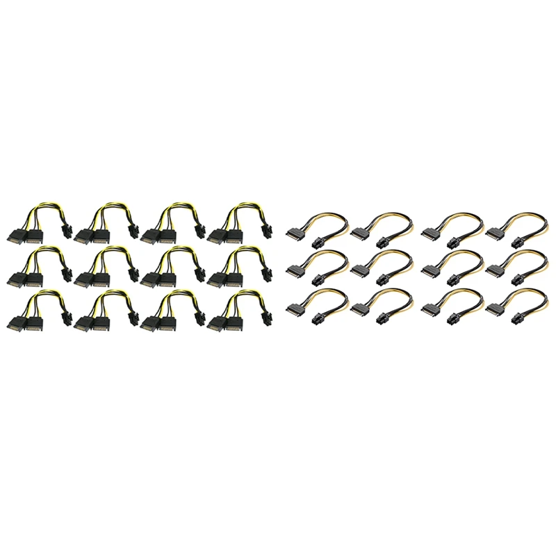 

JABS 12 шт. SATA 15pin к 6pin PCI Экспресс кабель питания для видеокарты кабель питания