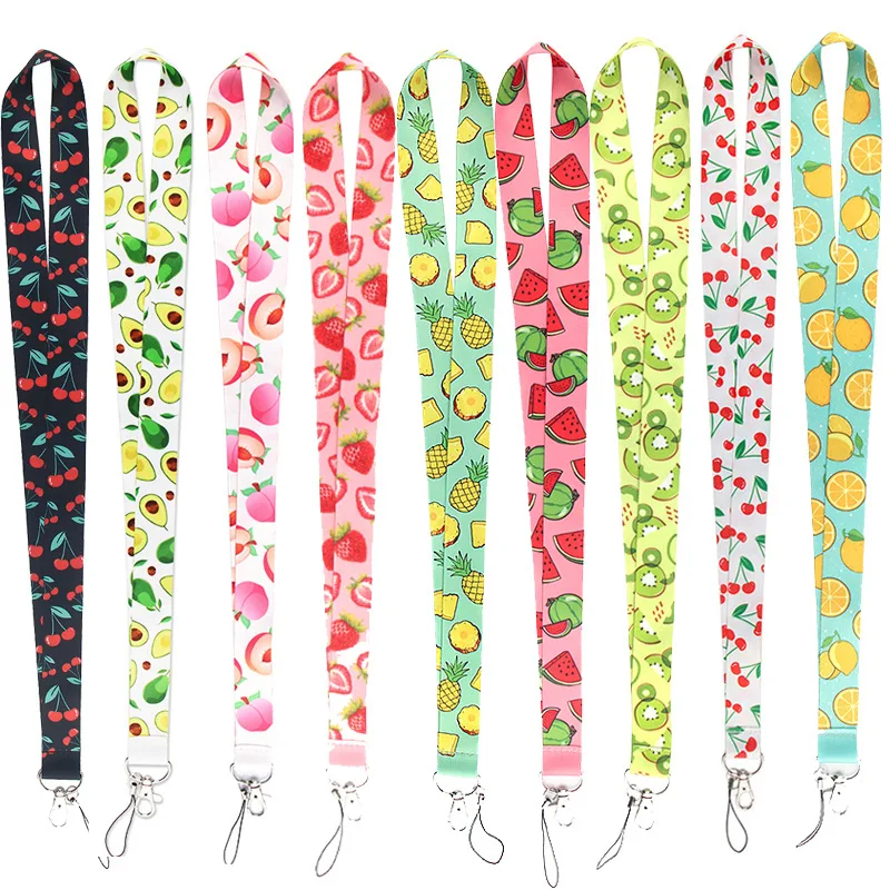 

fruit pattern Cartoon Key Lanyard ID Badge Holders Animal Phone Neck Straps with Keyring Phone Accessories D042