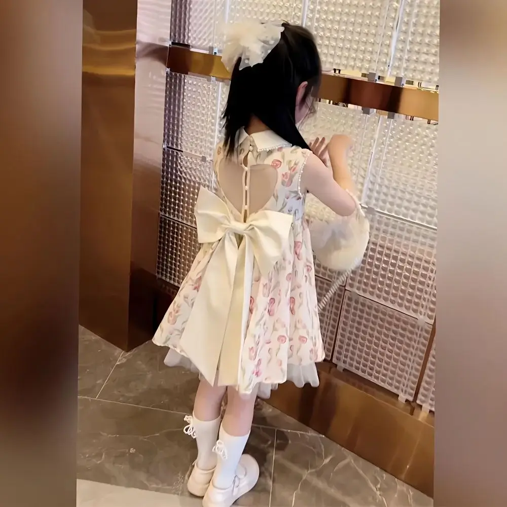 Летнее платье для девочек новинка 2024 женское модное детализированное принцессы