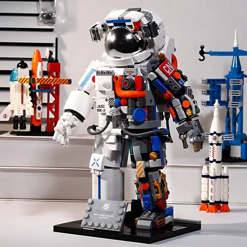 

900PCS Semi Perspective Astronaut Building Blocks Sci Fi ModelingTechnical Aerospace Spaceman Figure Toys For Boy Kids