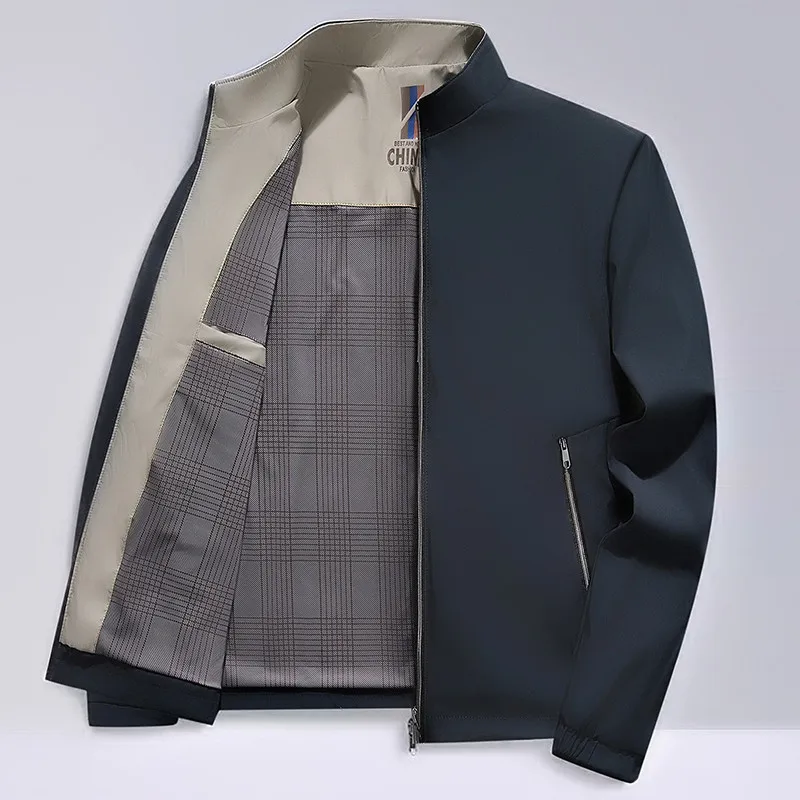 Новинка весна-осень 2024 модная трендовая однотонная куртка с воротником-стойкой