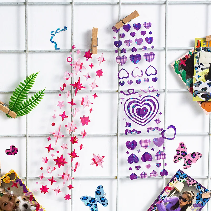 2 предмета корейский стиль Бабочка красная лента Лазерная Стикеры s эстетическое