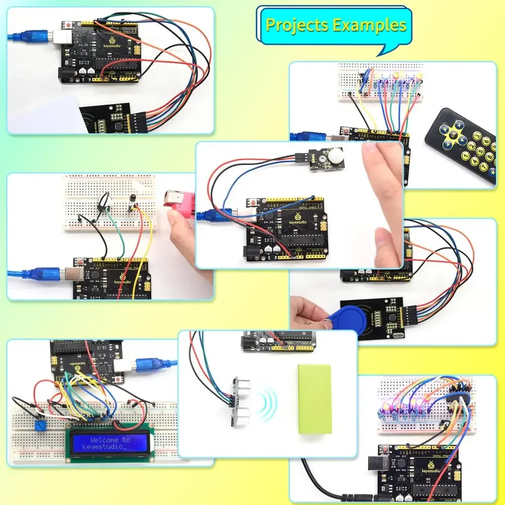 Фото RoRuSNEW Обновленный стартовый набор Keyestudio Super Starter Kit с платой V4.0 для Arduino, стартовый набор для UNOR3, 32 проекта + учебное пособие + подарок №3