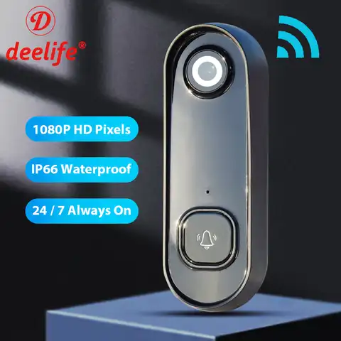 Видеозвонок Deelife, беспроводной дверной звонок с Wi-Fi для дома, водонепроницаемый